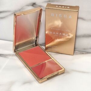 Bisha Essential Duo Cream & Powder Blush In Bahamas (Peachy Coral) NIB Retail$55